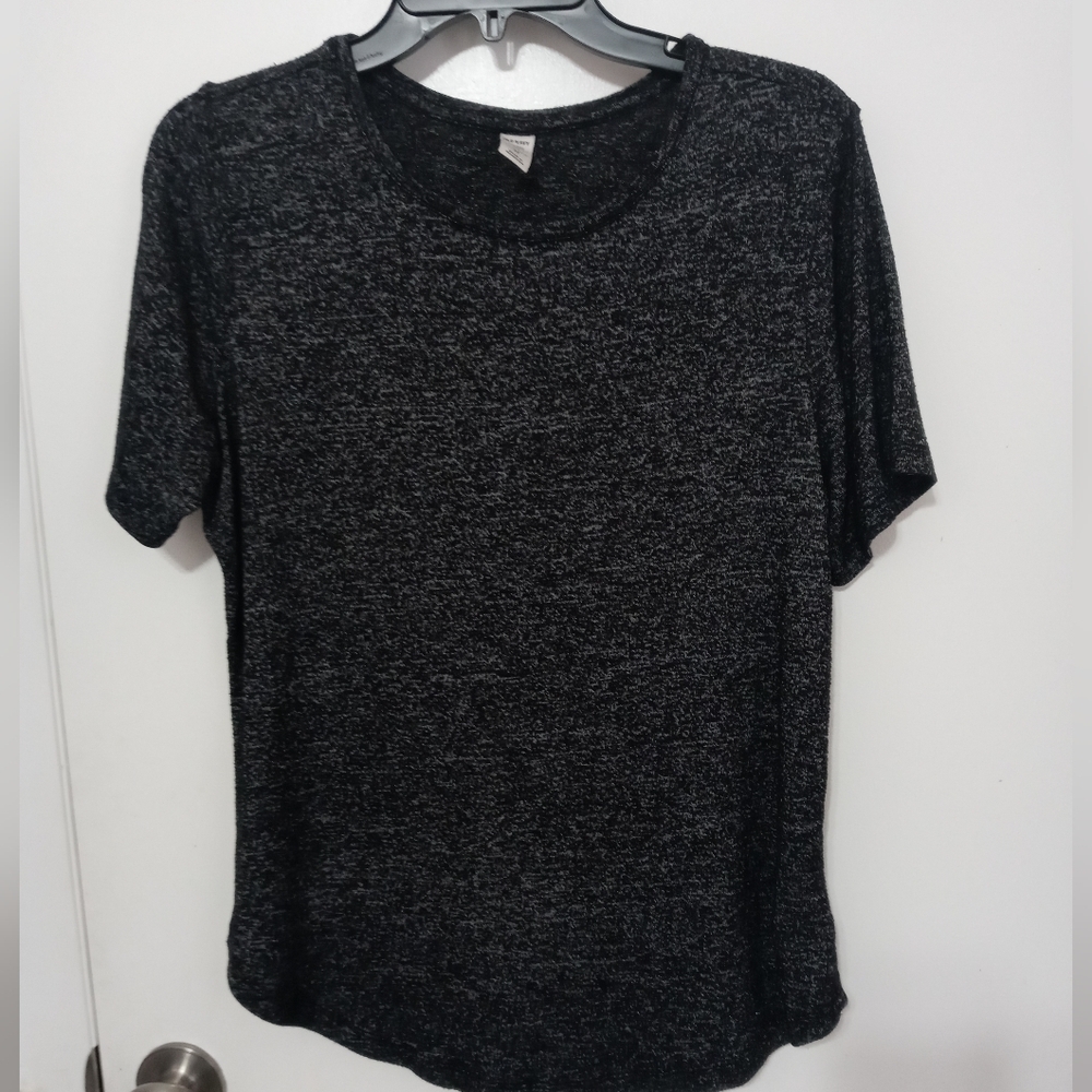 Old Navy Luxe Black gray short sleeve stretch Soft Spun t-shirt rounded hem